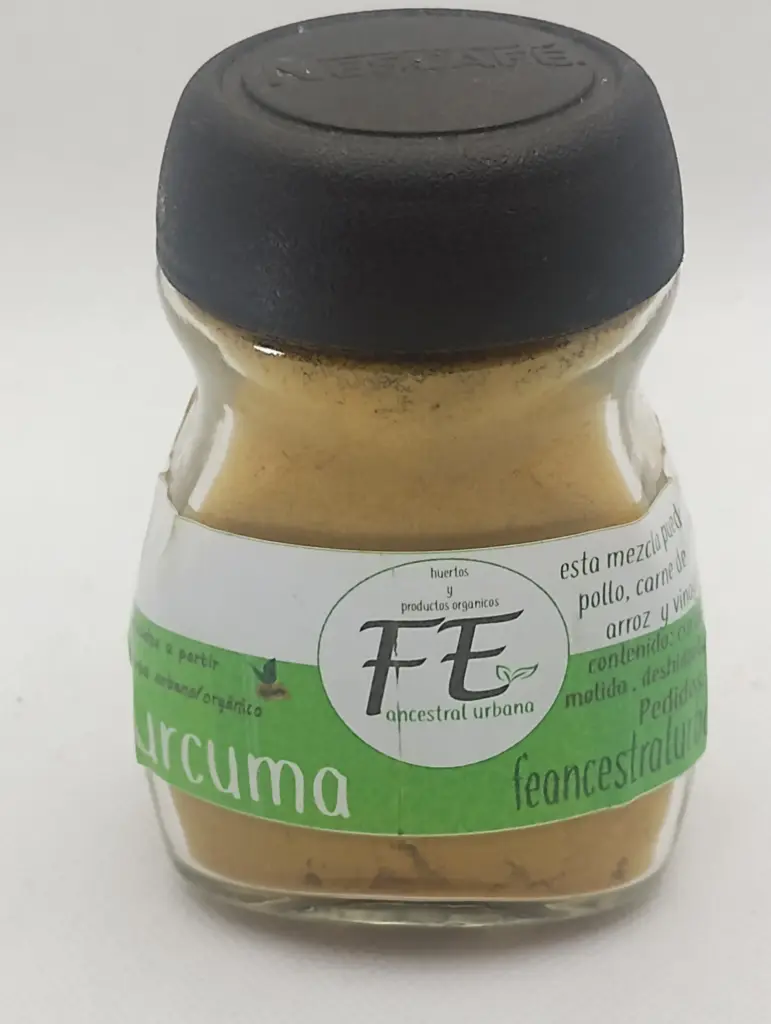 Cúrcuma Organica Pulverizada Frasco de Cristal Chico
